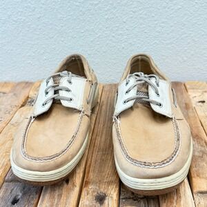Sperry Top Sider Boat Shoes Mens 11M Tan Leather Lace Up Deck Shoes
